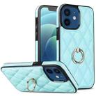 For iPhone 12 mini Rhombic PU Leather Phone Case with Ring Holder(Blue) - 1