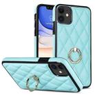 For iPhone 11 Rhombic PU Leather Phone Case with Ring Holder(Blue) - 1