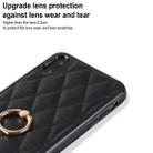 For iPhone XS Max Rhombic PU Leather Phone Case with Ring Holder(Black) - 5