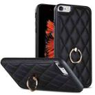 For iPhone SE 2020 / SE 2022 / 7 / 8 Rhombic PU Leather Phone Case with Ring Holder(Black) - 1