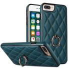 For iPhone 7 Plus / 8 Plus Rhombic PU Leather Phone Case with Ring Holder(Green) - 1