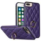 For iPhone 7 Plus / 8 Plus Rhombic PU Leather Phone Case with Ring Holder(Purple) - 1