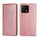 For Xiaomi 13 Gloss Oil Solid Color Magnetic Leather Phone Case(Rose Gold) - 1