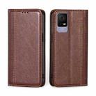 For TCL 405 / 406 / 408 Grid Texture Magnetic Flip Leather Phone Case(Brown) - 1