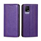 For TCL 405 / 406 / 408 Grid Texture Magnetic Flip Leather Phone Case(Purple) - 1