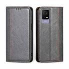 For TCL 405 / 406 / 408 Grid Texture Magnetic Flip Leather Phone Case(Grey) - 1