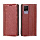 For TCL 405 / 406 / 408 Grid Texture Magnetic Flip Leather Phone Case(Red) - 1