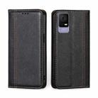 For TCL 405 / 406 / 408 Grid Texture Magnetic Flip Leather Phone Case(Black) - 1