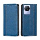 For vivo Y02 4G Grid Texture Magnetic Flip Leather Phone Case(Blue) - 1