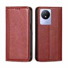 For vivo Y02 4G Grid Texture Magnetic Flip Leather Phone Case(Red) - 1