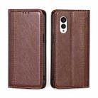 For Fujitsu Arrows N F-51C Grid Texture Magnetic Flip Leather Phone Case(Brown) - 1