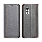 For Fujitsu Arrows N F-51C Grid Texture Magnetic Flip Leather Phone Case(Grey) - 1