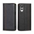 For Fujitsu Arrows N F-51C Grid Texture Magnetic Flip Leather Phone Case(Black) - 1