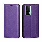 For Xiaomi Redmi K60E Grid Texture Magnetic Flip Leather Phone Case(Purple) - 1