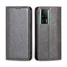 For Xiaomi Redmi K60E Grid Texture Magnetic Flip Leather Phone Case(Grey) - 1