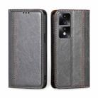 For Honor 80 GT Grid Texture Magnetic Flip Leather Phone Case(Grey) - 1