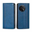 For OnePlus 11 Grid Texture Magnetic Flip Leather Phone Case(Blue) - 1