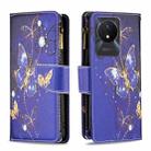 For vivo Y02 4G Colored Drawing Pattern Zipper Leather Phone Case(Purple Butterfly) - 1