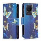 For vivo Y02 4G Colored Drawing Pattern Zipper Leather Phone Case(Gold Butterfly) - 1