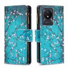 For vivo Y02 4G Colored Drawing Pattern Zipper Leather Phone Case(Plum Blossom) - 1
