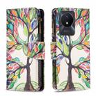 For vivo Y02 4G Colored Drawing Pattern Zipper Leather Phone Case(Big Tree) - 1