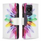 For vivo Y02 4G Colored Drawing Pattern Zipper Leather Phone Case(Sun Flower) - 1