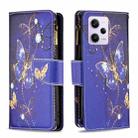 For Xiaomi Redmi Note 12 Pro+ Global Colored Drawing Pattern Zipper Leather Phone Case(Purple Butterfly) - 1