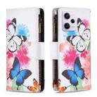 For Xiaomi Redmi Note 12 Pro+ Global Colored Drawing Pattern Zipper Leather Phone Case(Two Butterflies) - 1