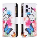 For Xiaomi Redmi Note 12 Pro Global Colored Drawing Pattern Zipper Leather Phone Case(Two Butterflies) - 1