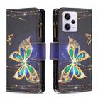 For Xiaomi Redmi Note 12 Pro Global Colored Drawing Pattern Zipper Leather Phone Case(Big Butterfly) - 1