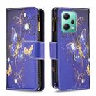 For Xiaomi Redmi Note 12 Global Colored Drawing Pattern Zipper Leather Phone Case(Purple Butterfly) - 1
