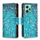 For Xiaomi Redmi Note 12 Global Colored Drawing Pattern Zipper Leather Phone Case(Plum Blossom) - 1
