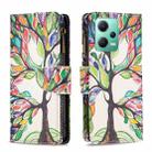 For Xiaomi Redmi Note 12 Global Colored Drawing Pattern Zipper Leather Phone Case(Big Tree) - 1
