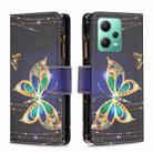 For Xiaomi Redmi Note 12 Global Colored Drawing Pattern Zipper Leather Phone Case(Big Butterfly) - 1