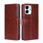 For Honor 80 SE Geometric Stitching Horizontal Flip Leather Phone Case(Dark Brown) - 1