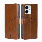 For Honor 80 SE Geometric Stitching Horizontal Flip Leather Phone Case(Light Brown) - 1