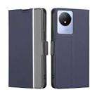 For vivo Y02 4G Twill Texture Side Button Leather Phone Case(Blue) - 1