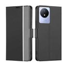 For vivo Y02 4G Twill Texture Side Button Leather Phone Case(Black) - 1