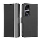 For Honor 80 GT Twill Texture Side Button Leather Phone Case(Black) - 1