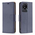 For vivo Y02 4G Litchi Texture Pure Color Leather Phone Case(Blue) - 1