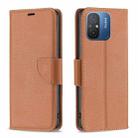 For Xiaomi Redmi 12C Litchi Texture Pure Color Leather Phone Case(Brown) - 1