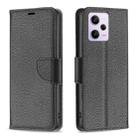 For Xiaomi Redmi Note 12 Pro Global Litchi Texture Pure Color Leather Phone Case(Black) - 1