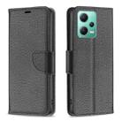 For Xiaomi Redmi Note 12 Global Litchi Texture Pure Color Leather Phone Case(Black) - 1