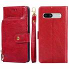 For Google Pixel 7a Zipper Bag Leather Phone Case(Red) - 1