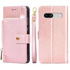 For Google Pixel 7a Zipper Bag Leather Phone Case(Rose Gold) - 1