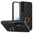 For Samsung Galaxy S23 5G Rhombic PU Leather Phone Case with Ring Holder(Black) - 1