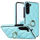 For Samsung Galaxy S23 5G Rhombic PU Leather Phone Case with Ring Holder(Blue) - 1