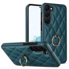 For Samsung Galaxy S23+ 5G Rhombic PU Leather Phone Case with Ring Holder(Green) - 1