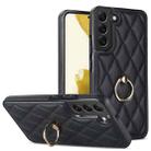 For Samsung Galaxy S22 5G Rhombic PU Leather Phone Case with Ring Holder(Black) - 1