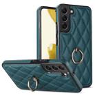 For Samsung Galaxy S22 5G Rhombic PU Leather Phone Case with Ring Holder(Green) - 1